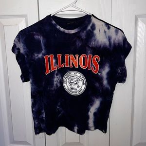 University of Illinois Tie dyed, cropped tee